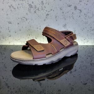 Clarks Men's Raffe Coast Active Sandal, Brown Leather, Size 8